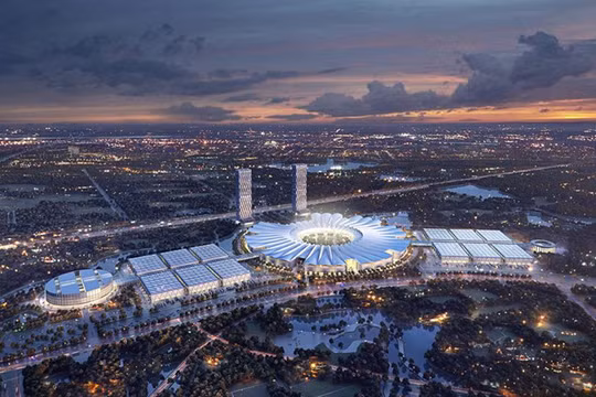 Phối cảnh kiến trúc Dự án Trung tâm Hội chợ Triển lãm Quốc gia - Quốc tế mới do Vingroup công bố.