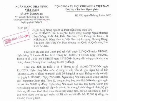 Văn bản của NHNN gửi đến các ngân hàng đang triển khai gói 30 nghìn tỷ ngày 28/3