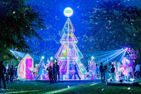 Giáng sinh rực rỡ sắc màu tại “khu rừng pha lê” tuyết trắng Ecopark