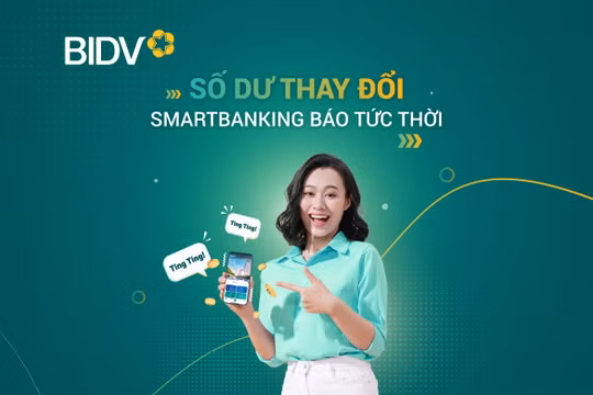 Nhận biến động số dư với mức phí 0 đồng tại BIDV 