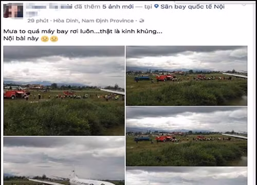 Tài khoản cá nhân đăng thông tin thất thiệt trên mạng xã hội về máy bay rơi ở Nội Bài. Ảnh: Internet