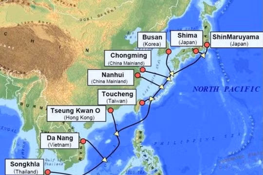 Tuyến cáp quang biển châu Á – Thái Bình Dương APG (Asia Pacific Gateway, chiều dài hơn 11.000km, nối từ Việt Nam đi các nước châu Á và Mỹ.