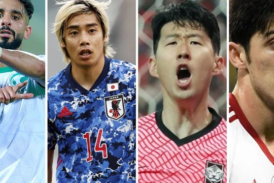 Các ông lớn châu Á đã sớm giành vé đến World Cup 2022 gồm Nhật Bản, Hàn quốc, Iran, Saudi Arabia . Ảnh AT