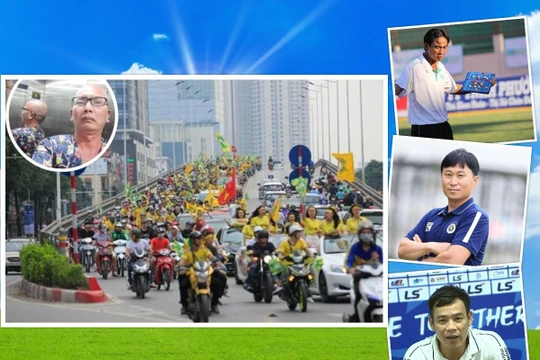 Luận bàn chuyện 3 nhà cầm quân CLB Sài Gòn, Hà Nội và SLNA. Ảnh AT.