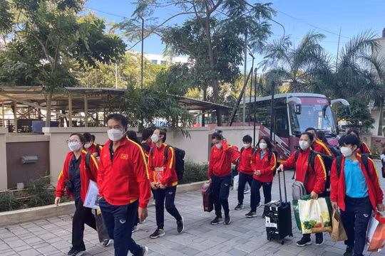 17 cầu thủ đội tuyển nữ VN có thể ra sân tại VCK Asian Cup nữ 2022. Ảnh VFF.