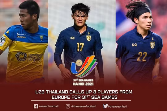 Ba cầu thủ thi đấu ở châu Âu của U23 Thái Lan.