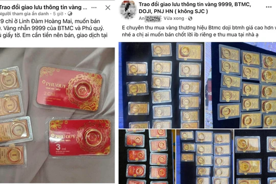 Trên nhiều hội nhóm Facebook có hàng trăm bài đăng rao bán vàng nhẫn trơn cũng như vàng miếng SJC.