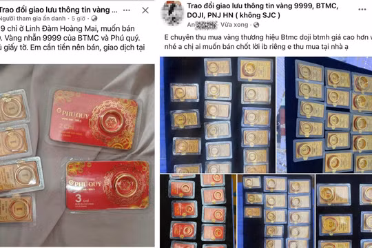 Trên nhiều hội nhóm Facebook có hàng trăm bài đăng rao bán vàng nhẫn trơn cũng như vàng miếng SJC.