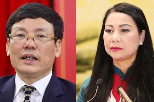 Cựu Bí thư tỉnh Vĩnh Phúc Hoàng Thúy Lan (phải) và ông Lê Duy Thành, cựu Chủ tịch UBND tỉnh Vĩnh Phúc bị cáo buộc nhận hàng triệu USD từ Hậu "Pháo".