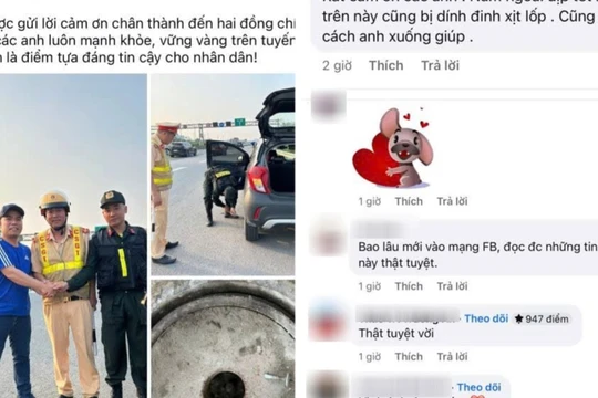 Cảnh sát giúp tài xế gặp sự cố trên cao tốc, dân mạng thả nghìn lượt yêu thích