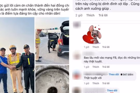 Cảnh sát giúp tài xế gặp sự cố trên cao tốc, dân mạng thả nghìn lượt yêu thích