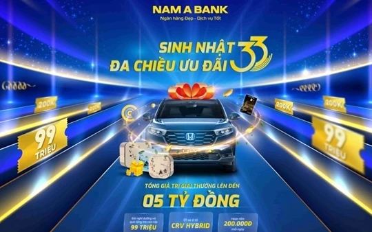 Sinh nhật 33 năm Nam A Bank: Hoàn tiền mỗi ngày, cơ hội trúng xe Honda CR-V trị giá 1,3 tỷ đồng