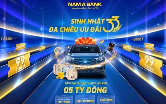 Sinh nhật 33 năm Nam A Bank: Hoàn tiền mỗi ngày, cơ hội trúng xe Honda CR-V trị giá 1,3 tỷ đồng