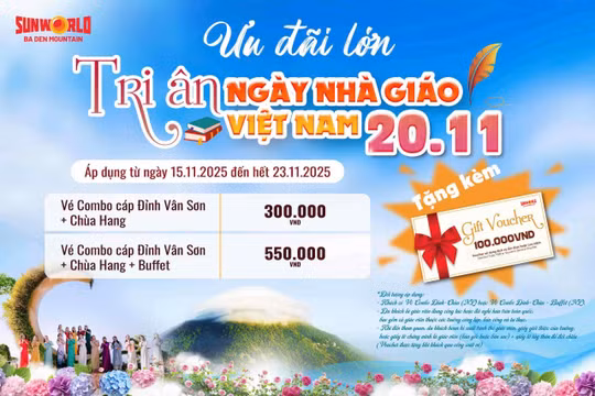 Khu du lịch núi Bà Đen ưu đãi và tặng quà đặc biệt cho giáo viên trong tháng 11