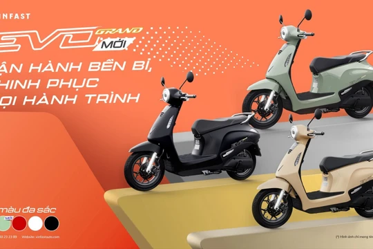 Vinfast ra mắt xe máy điện Evo Grand với 2 pin có thể tháo rời, đi được tới 262 km/lần sạc