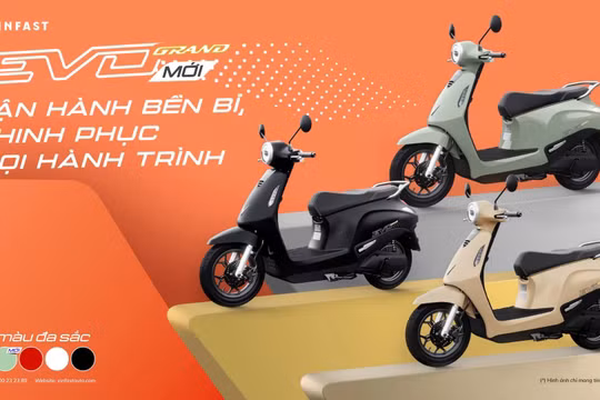 Vinfast ra mắt xe máy điện Evo Grand với 2 pin có thể tháo rời, đi được tới 262 km/lần sạc