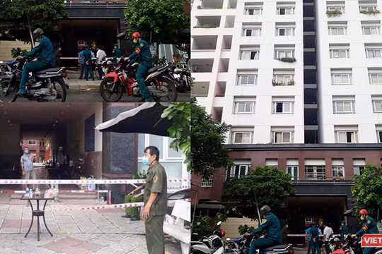 Chung cư Thái An 2 bị phong tỏa cách ly vì có bệnh nhân từ Đà Nẵng về nghi nhiễm COVID-19 (Ảnh: Hòa Bình ghép)