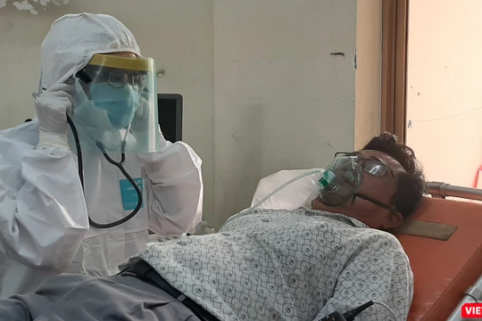 Diễn tập cấp cứu bệnh nhân tại BV Dã chiến Củ Chi (TP.HCM). Ảnh: N.T