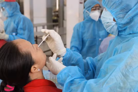 Lấy mẫu xét nghiệm COVID-19. Ảnh: HCDC