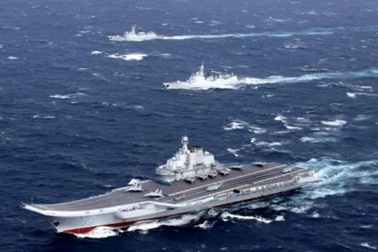 Biên đội tàu sân bay Liêu Ninh, Hải quân Trung Quốc. Ảnh: Reuters/Thời báo Tự do Đài Loan.