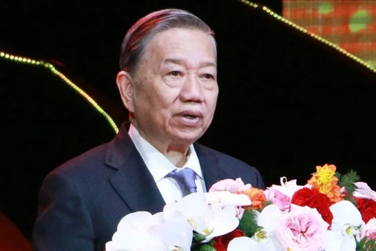 Tổng Bí thư Tô Lâm phát biểu tại Diễn đàn quốc gia về doanh nghiệp công nghệ số Việt Nam lần thứ VI. Ảnh: Đăng Khoa.