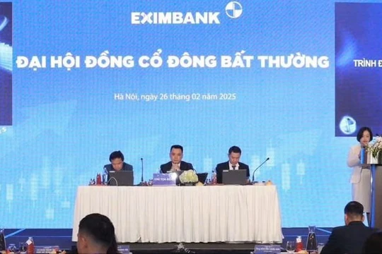 Đại hội cổ đông bất thường của Eximbank diễn ra sáng nay tại Hà Nội. Ảnh: Nhật Minh