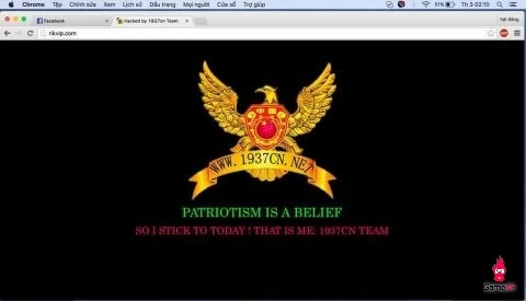  Nhóm hacker 1937cN để lại danh tính trên trang chủ của cổng game đầy thách thức.