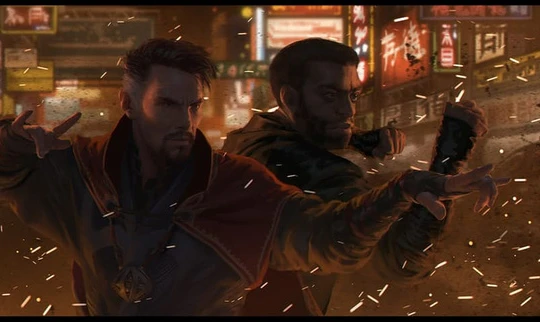 Cuộc chiến cuối cùng diễn ra trong khói và lửa nhưng Doctor Strange trên phim không hề có kiểu tay lả lướt như thế này đâu nhé bởi thực tế thì ông ta cũng vừa mới được học phép thuật thôi...