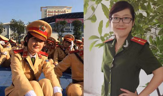 Thiếu úy Đậu Thị Huyền Trâm với nụ cười rạng rỡ.