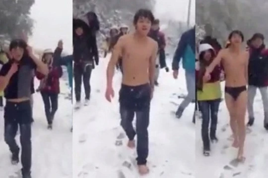 Cởi quần áo quay clip 'Anh không đòi quà' dưới trời tuyết Sapa