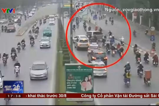 Ô tô ngang ngược băng qua dải phân cách cửa hầm Kim Liên