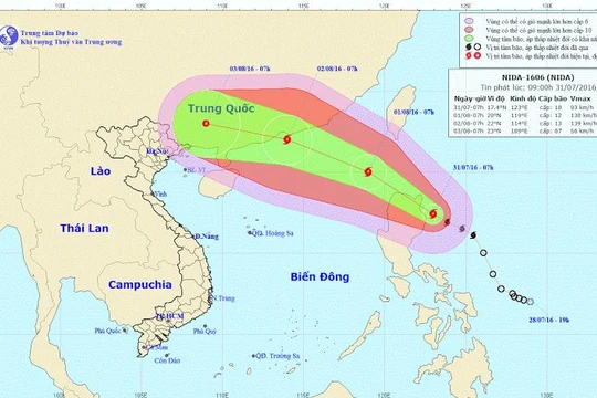 Dự báo trong 24 giờ tới, bão di chuyển theo hướng tây bắc, mỗi giờ đi được khoảng 20km và còn tiếp tục mạnh thêm. 