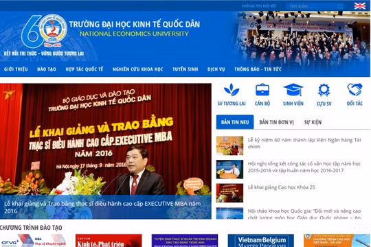 Giao diện cổng thông tin điện tử mới của ĐH Kinh tế quốc dân.