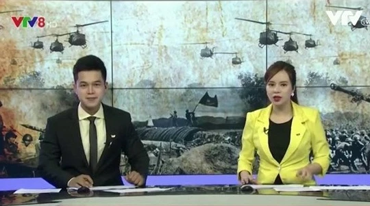Hình ảnh cắt ghép nhưng sai sót rất nhiều về mặt kiến thức lịch sử được sử dụng trong bản tin của kênh VTV8 (Ảnh chụp màn hình)