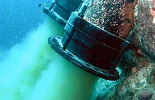 Đường ống xả thải ngầm của Formosa xuống biển đã được các ngư dân lặn xuống biển chụp, sau nghi vấn nhà máy này có liên quan đến việc cá chết hàng loạt.