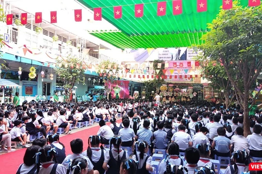 Học sinh một trường Tiểu học trên địa bàn TP.HCM-Ảnh: Hoà Bình