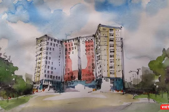 Một SV trong KTX ĐHQG đã vẽ lại hình ảnh khu Ký túc thân yêu, khác hẳn với sự chê bai của nữ du học sinh trở về từ Mỹ (Ảnh: Ban Quản lý KTX cung cấp) 