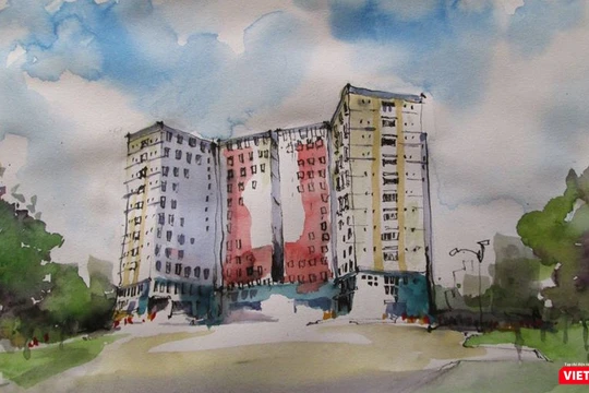 Một SV trong KTX ĐHQG đã vẽ lại hình ảnh khu Ký túc thân yêu, khác hẳn với sự chê bai của nữ du học sinh trở về từ Mỹ (Ảnh: Ban Quản lý KTX cung cấp) 