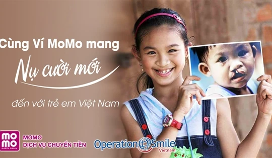 Ví điện tử MoMo đã quyên góp hàng tỉ đồng hỗ trợ phẫu thuật cho trẻ em nghèo bị hở hàm ếch (Ảnh: Operation Smile) 