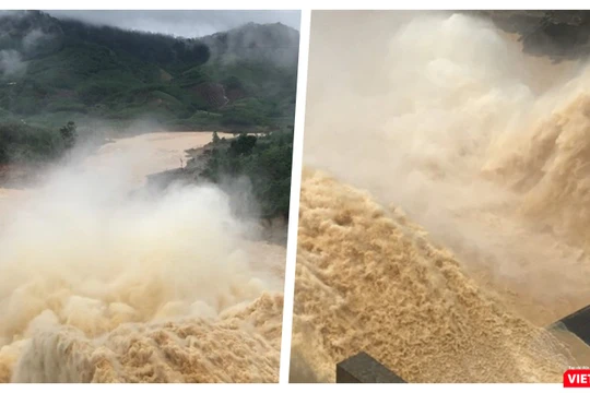 Mưa quá lớn, thuỷ điện Sông Tranh 2 và Đak Mi 4 xả lũ xuống hạ du Quảng Nam (Ảnh: HB ghép)