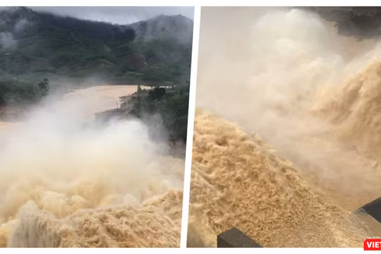 Mưa quá lớn, thuỷ điện Sông Tranh 2 và Đak Mi 4 xả lũ xuống hạ du Quảng Nam (Ảnh: HB ghép)