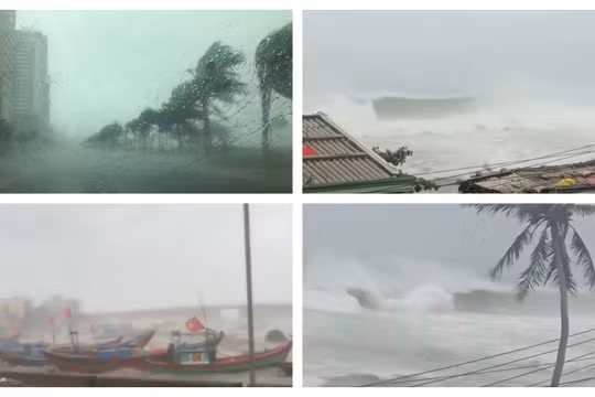 Sức tàn phá khủng khiếp của bão số 9 đang quét qua các tỉnh miền Trung (Ảnh: Hoà Bình ghép)