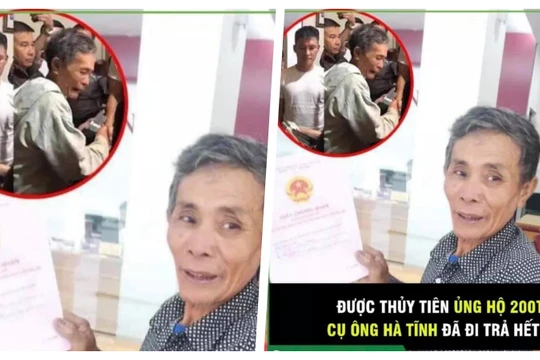 Thuỷ Tiên cứu trợ 200 triệu cho một người nông dân bị lũ cuốn trôi hết hoa màu đi trả nợ ngân hàng (Ảnh: FBNV)