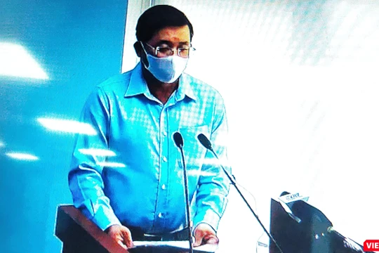 Ông Nguyễn Toàn Thắng, Giám đốc Sở TNMT TP.HCM tại cuộc họp báo chiều 28/3 (Ảnh chụp lại màn hình video ghi lại cuộc họp)