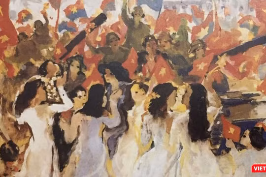 Một phần bức tranh "Nắng tháng năm" của họa sĩ Quách Phong (Ảnh: BTMT) 