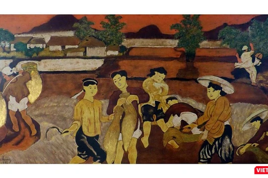 Một bức tranh ở lot 99 được gắn tên họa sĩ Nguyễn Tiến Chung (Ảnh: Drouot) 