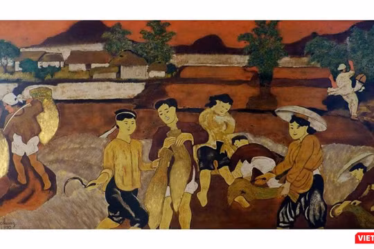 Một bức tranh ở lot 99 được gắn tên họa sĩ Nguyễn Tiến Chung (Ảnh: Drouot) 