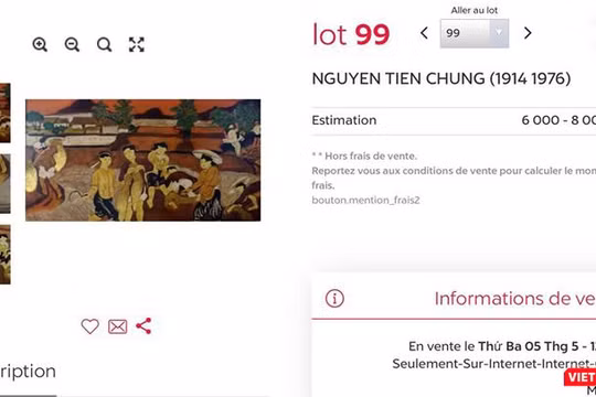 Lot 99 đấu giá tranh xấu giá cao, được khẳng định là tranh giả vì nét vẽ quá ngô nghê (Ảnh chụp màn hình trang đấu giá online Drouot, Pháp)