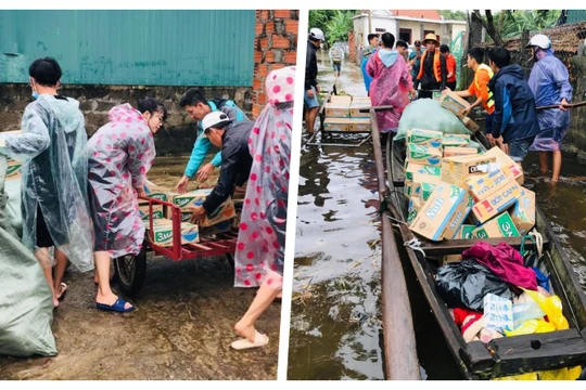 Nước lũ đã rút, người dân thực sự cần gì? (Ảnh: Hoà Bình ghép) 