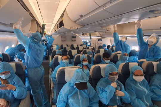 Máy bay của Vietnam Airline giải cứu người Việt mùa COVID-19 (Ảnh: VNA cung cấp)